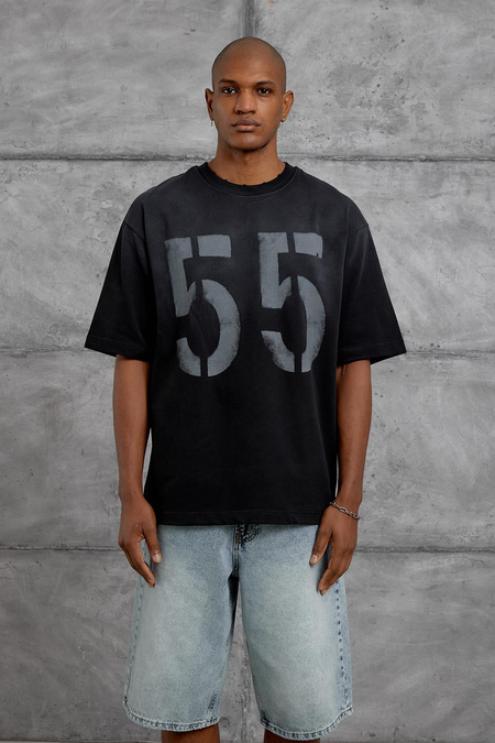 Siyah 55 SPREY DETAYLI OVERSIZE TSHIRT