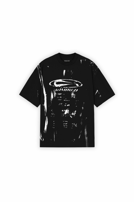 Siyah Admired Baskılı Oversize Tshirt