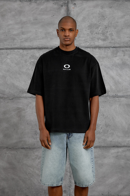 Siyah ARKA 10 BASKILI OVERSIZE TSHIRT