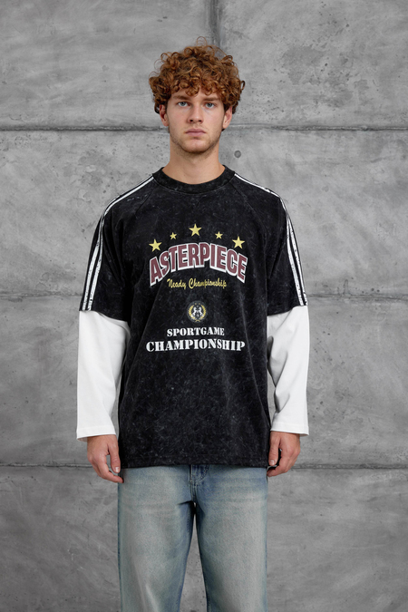 Siyah ASTERPİECE BASKILI OVERSİZE SWEATSHIRT