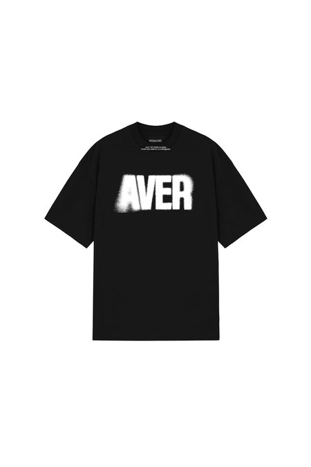 Siyah Aver Yazılı Oversize Tshirt