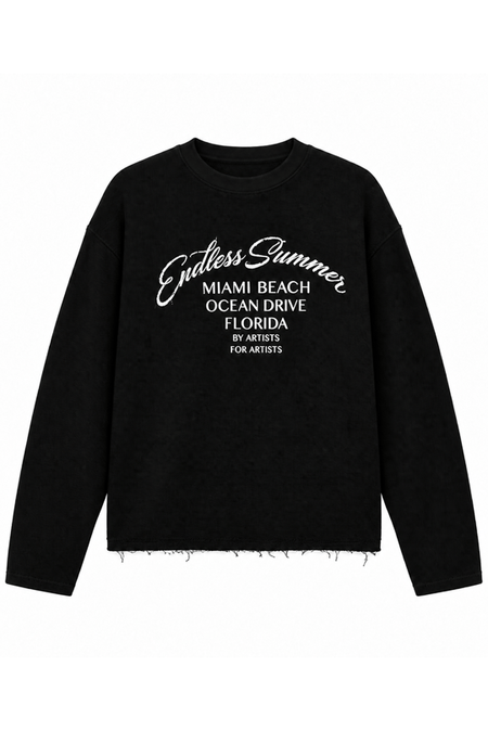 Siyah BASKILI DOKUMA KUMAŞ SWEATSHIRT