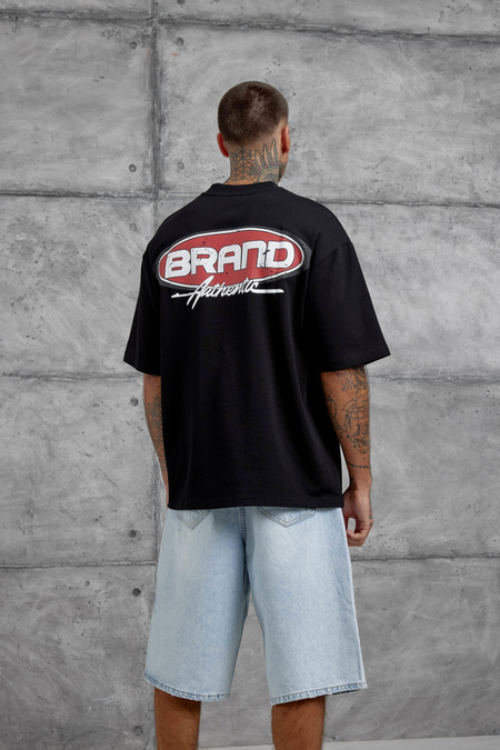 Siyah Brand Authentic Yazılı Oversize Tshirt