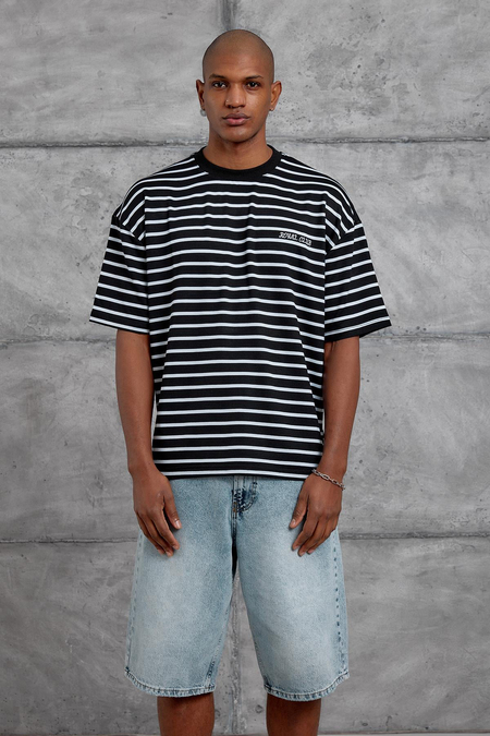 Siyah ÇİZGİLİ OVERSIZE TSHIRT
