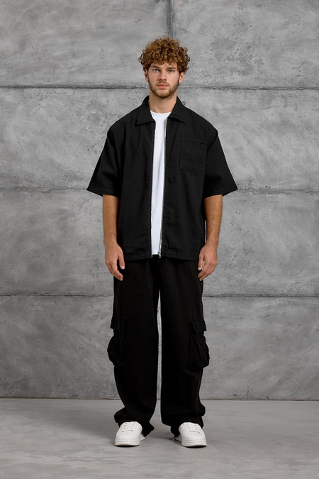 Siyah DOKUMA KUMAŞ OVERSIZE TAKIM