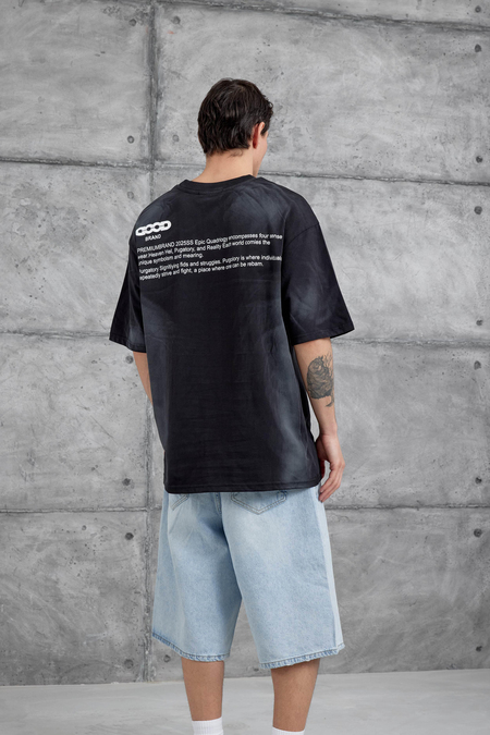 Siyah Dood Yazılı Oversize Tshirt