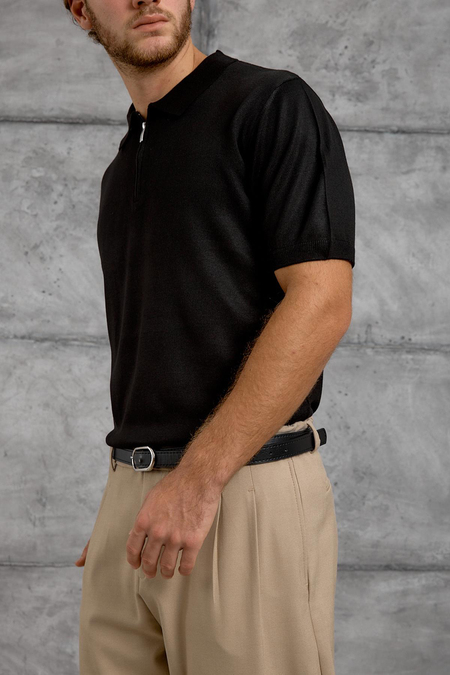 Siyah DP FERMUARLI POLO TSHIRT