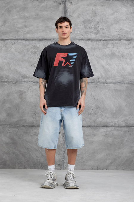 Siyah Farfrom Yazılı Oversize Tshirt