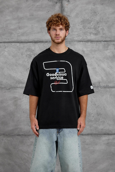 Siyah GOODVISIUL BASKI OVERSIZE TSHIRT