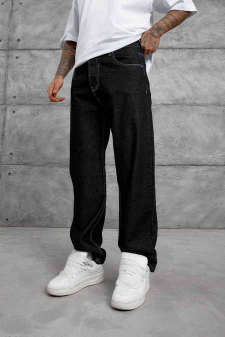 Siyah MB DİKİŞ DETAYLI BAGGY JEAN