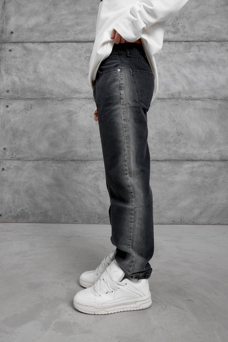 Siyah MMX ŞERİT DETAYLI BAGGY JEAN