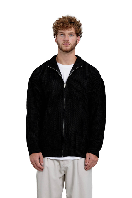 Siyah Mrk Fermuarlı Oversize Triko