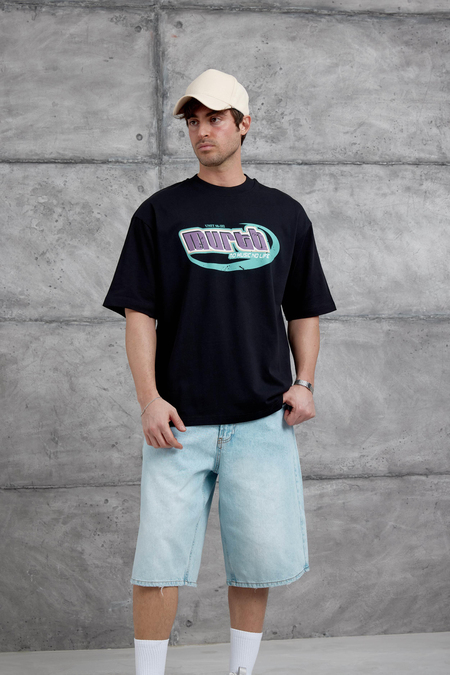 Siyah Murth Baskılı Oversize Tshirt