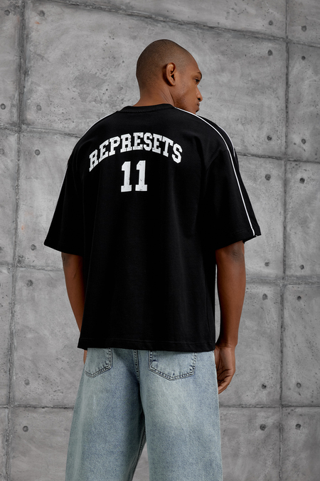 Siyah OVERCOMEE BASKILI OVERSIZE TSHIRT