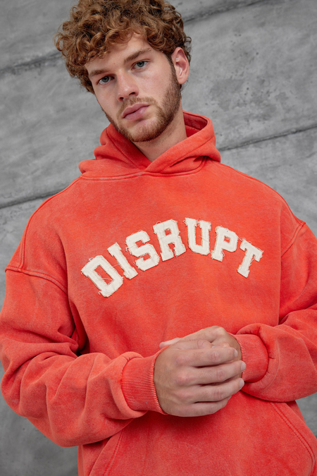 Turuncu Disrupt Yazılı Şardonlu Oversize Sweatshirt