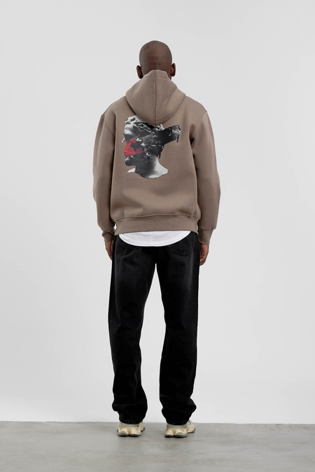 Vizon Figür Baskılı Kapüşonlu Sweatshirt