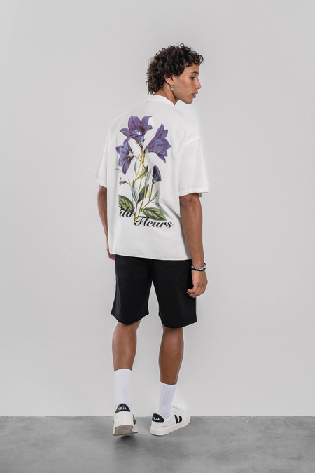 Wild Fleurs Baskılı Beyaz Yıkamalı Gömlek