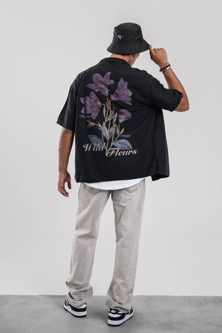Wild Fleurs Baskılı Füme Yıkamalı Gömlek