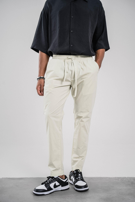 Yeşil Dar Paça Boyfriend Fit Gabardin Pantolon