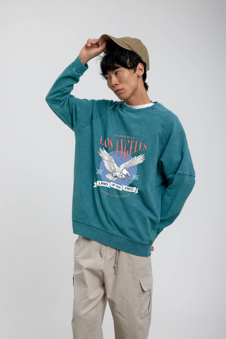 Yeşil Kartal Baskılı Sweatshirt