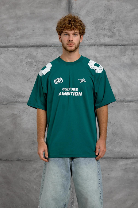 Yeşil OMUZ RAKAM BASKI OVERSIZE TSHIRT