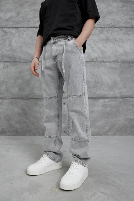 Açık Gri Mb Cep Detaylı  Baggy Jean