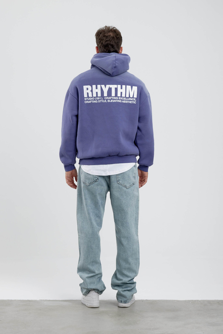 Arkası Rythm Yazılı Mor Kapüşonlu Sweatshirt