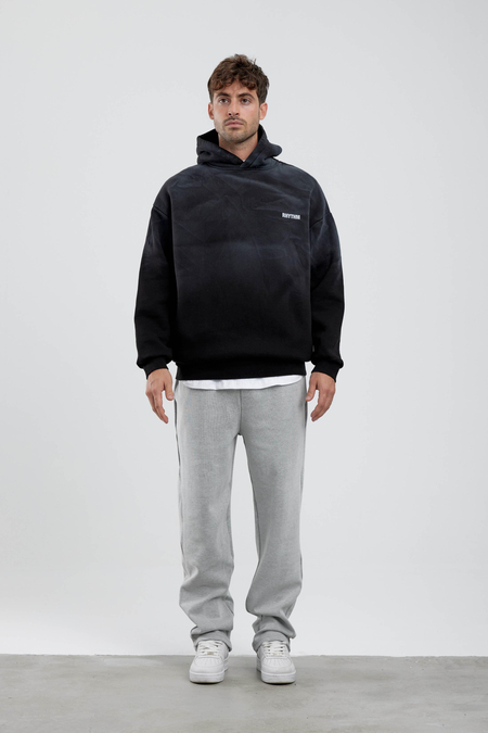 Arkası Rythm Yazılı Siyah Kapüşonlu Sweatshirt