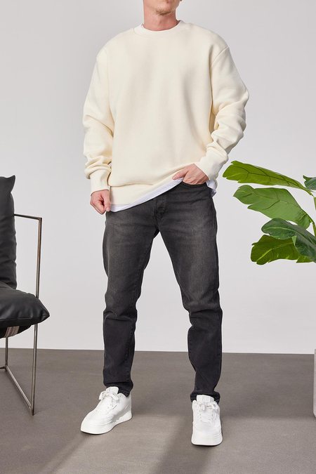Basic Krem Şardonlu Sweatshirt