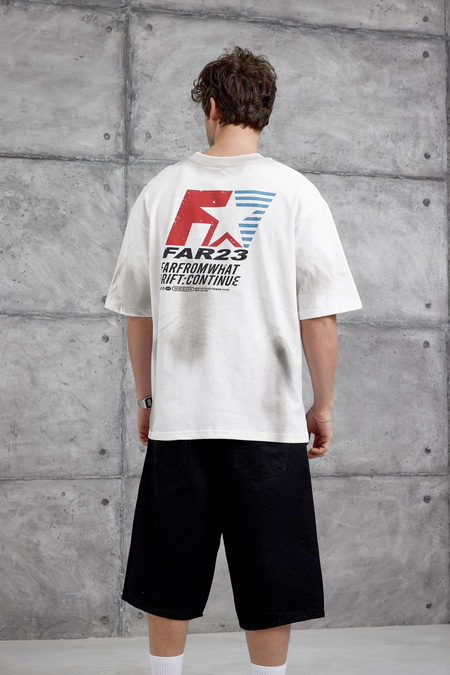 Beyaz Farfrom Yazılı Oversize Tshirt