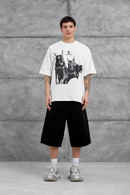 Beyaz İnternational Yazılı Resimli Oversize Tshirt