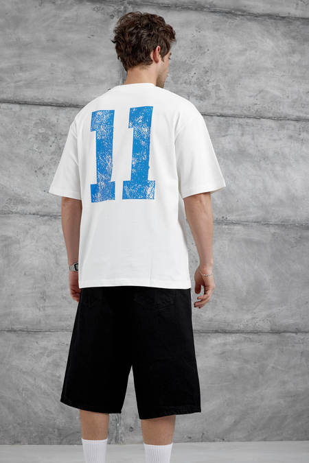 Beyaz Remendy Crew Yazılı Oversize Tshirt