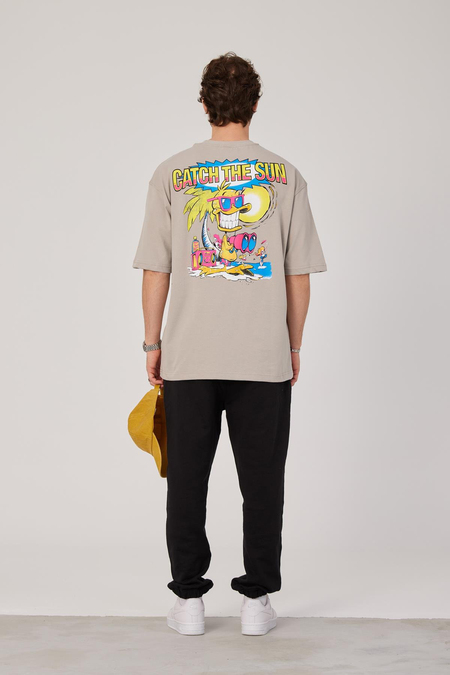 Catch The Sun Renkli Baskılı Bej Tshirt