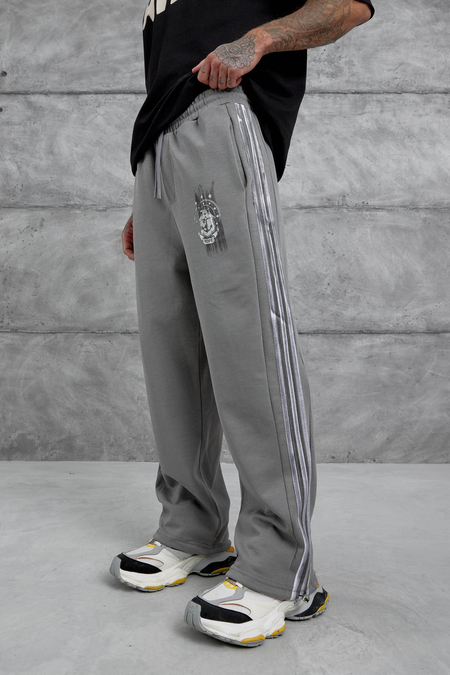 Füme Çizgili Arma Detaylı Baggy Eşofman