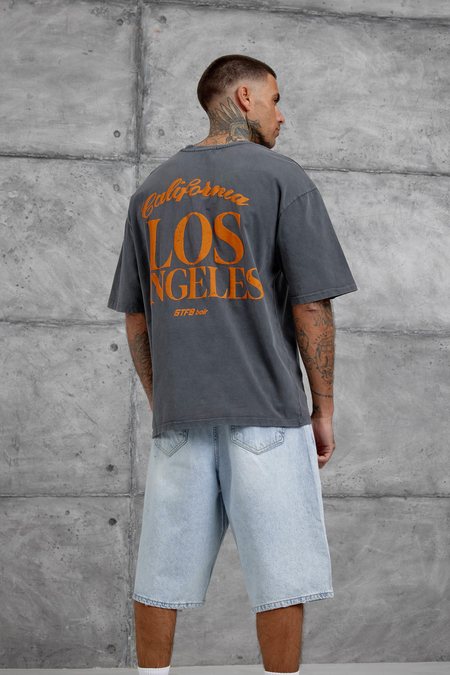 Füme Los Angeles Yıkamalı Oversize Tshirt