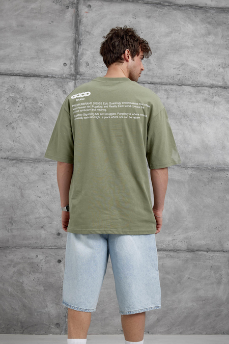 Haki Good Yazılı Oversize Tshirt