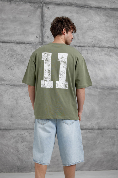 Haki Remendy Crew Yazılı Oversize Tshirt