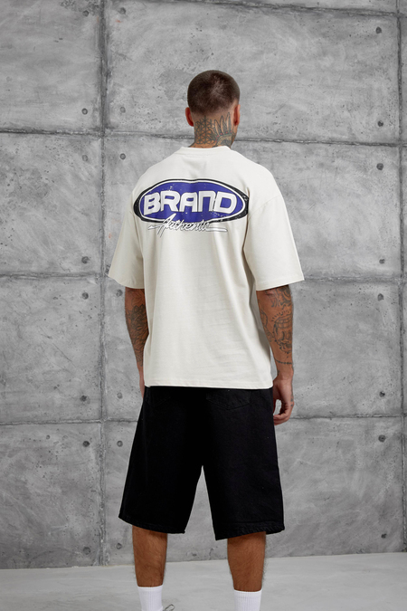 Krem Brand Authentic Yazılı Oversize Tshirt