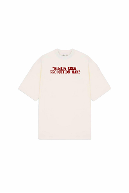 Krem Remedy Crew Yazılı Oversize Tshirt