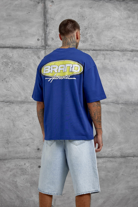 Lacivert Brand Authentic Yazılı Oversize Tshirt