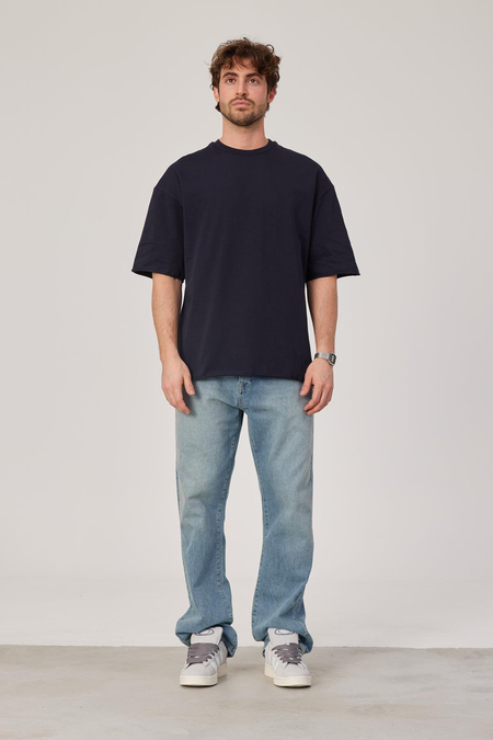 Lacivert Oversize Pis Kol Basic Tshirt