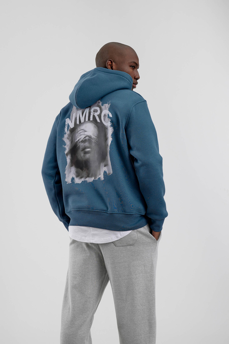 Mavi Arkası NMRC Yazılı Kapüşonlu Sweatshirt
