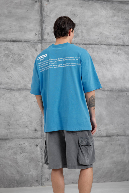 Mavi Dood Yazılı Oversize Tshirt