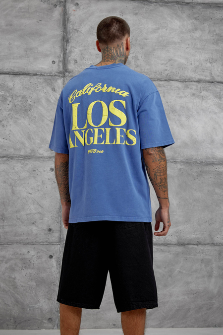 Mavi Los Angeles Yıkamalı Oversize Tshirt