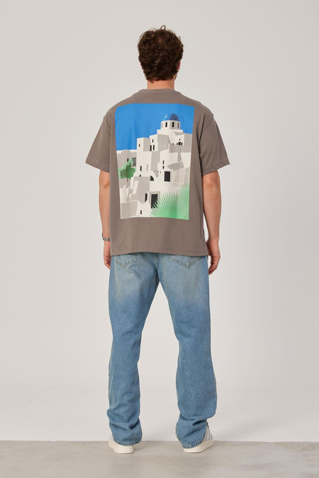 Mykonos Baskılı Kahverengi Tshirt