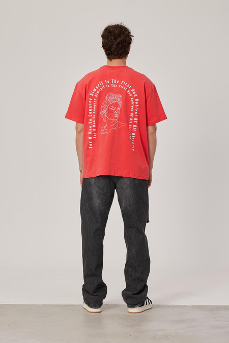 Nakışlı Heykel Baskılı Nar Çiçeği Tshirt