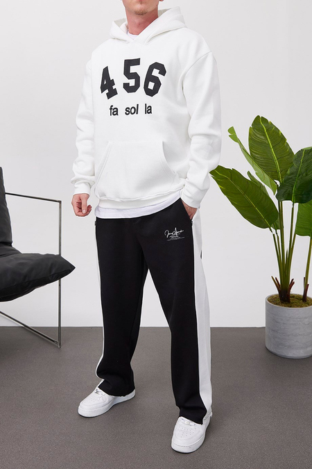 Nomarc 456 Baskılı Beyaz Kapüşonlu Sweatshirt