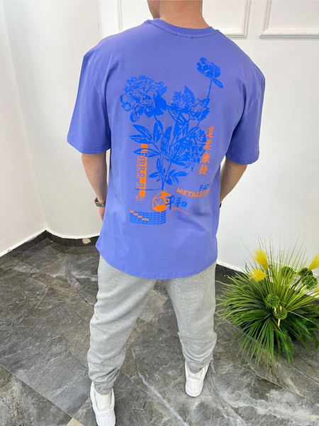 Nomarc Arka Çiçek Desenli Lila Tshirt