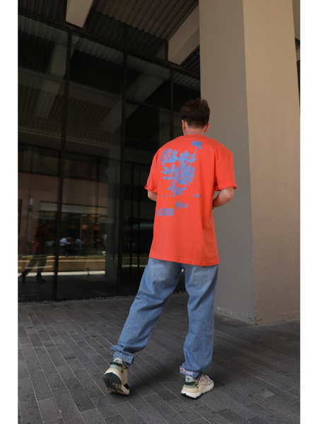 Nomarc Arka Çiçek Desenli Turuncu Tshirt