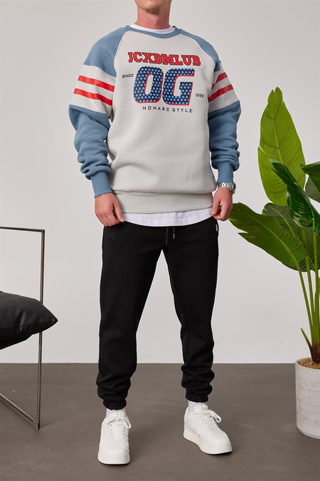 OG Baskılı Gri Sweatshirt